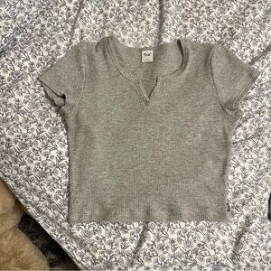 TNA Heather Gray Ribbed Scoop Neck Top